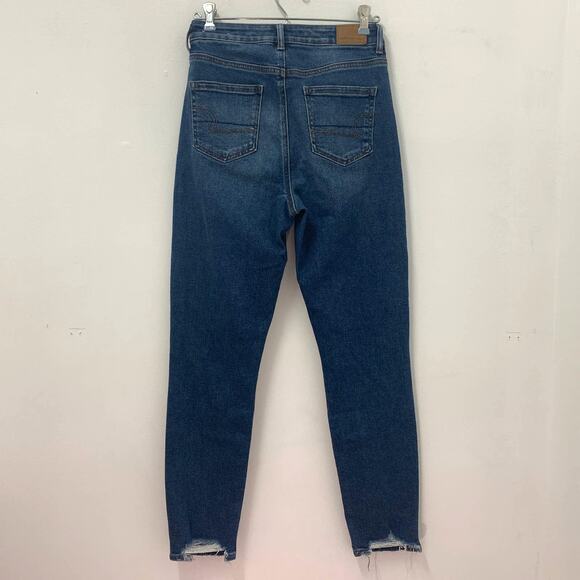 American Eagle Jeans Women 0 Blue Medium Wash Denim Stretch Mom Distressed - Picture 2 of 10